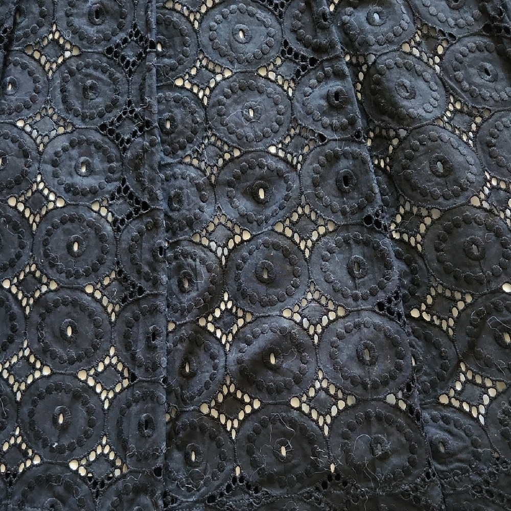 Banana Republic Black Eyelet Pleated Knee Length Skirt Sz 6P Classic Elegant - Picture 13 of 15